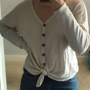 Cream button down sweater